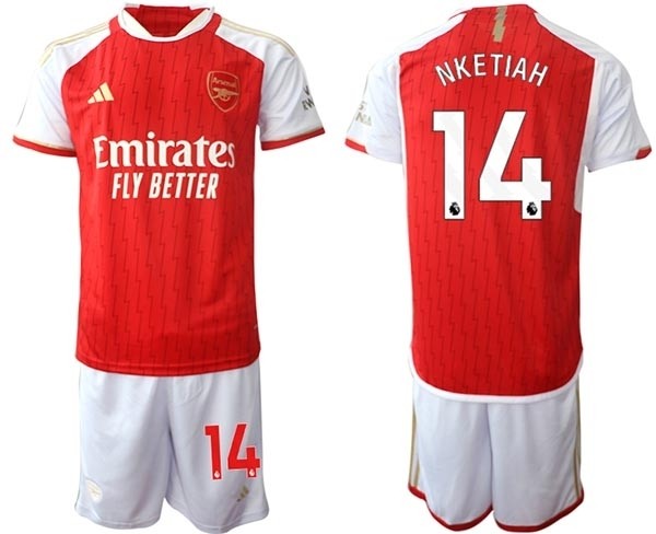 2023-24 Arsenal #14 Eddie Nketiah Red Home Soccer Jersey