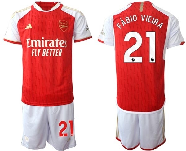 2023-24 Arsenal #21 Fabio Vieira Red Home Soccer Jersey