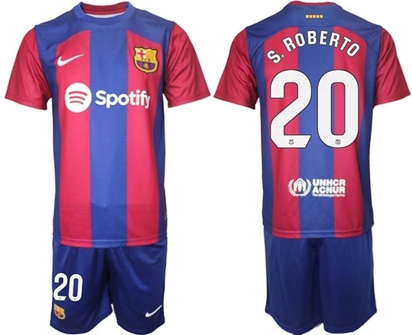 2023-24 Barcelona #20 Sergi Roberto Blue and Red Home jersey