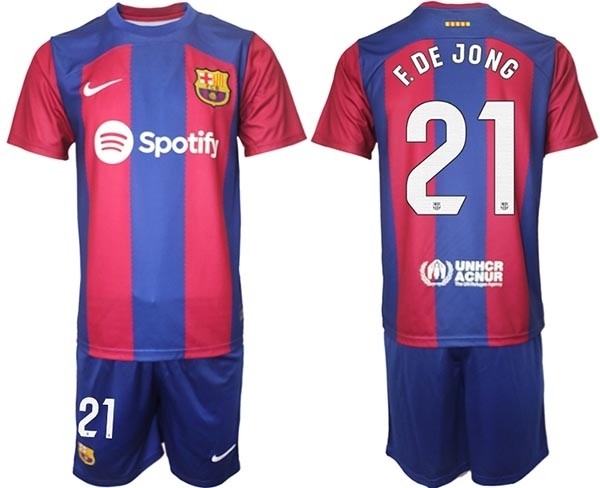 2023-24 Barcelona #21 F.DE JONG Blue and Red Home jersey