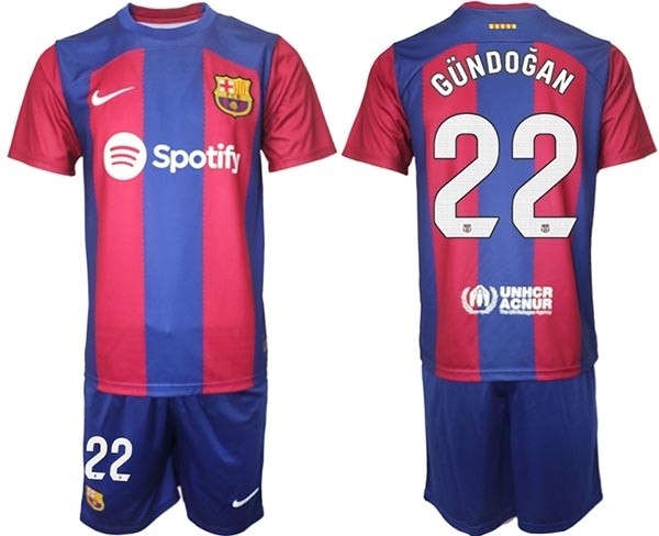 2023-24 Barcelona #22 ?lkay Gundogan Blue and Red Home jersey