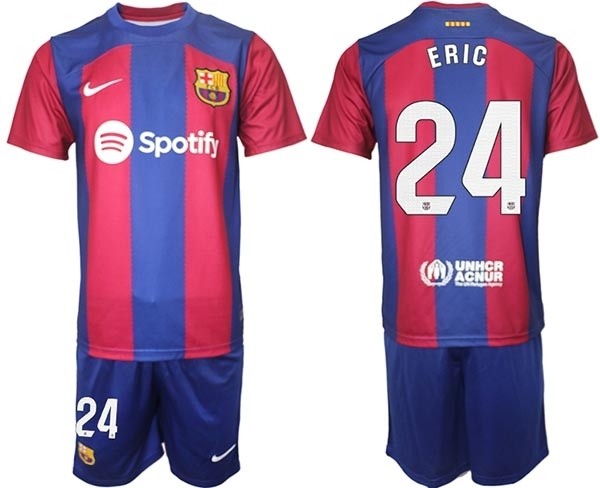 2023-24 Barcelona #24 Eric Garcia Blue and Red Home jersey