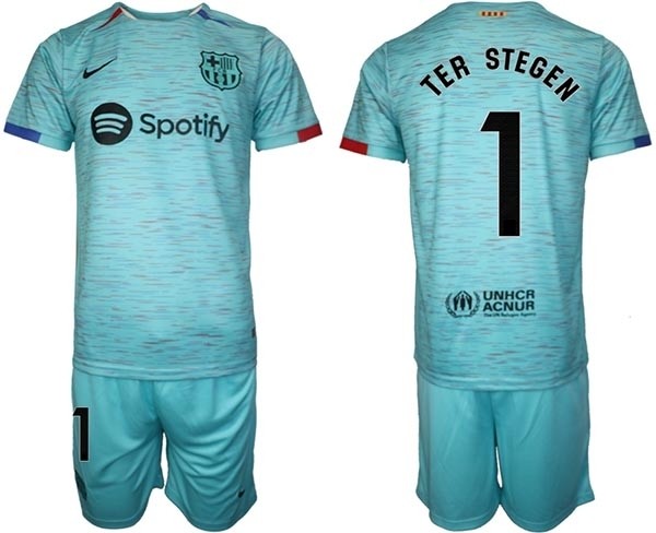 2023-24 Barcelona #1 Ter Stegen Green Away Soccer jersey