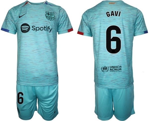 2023-24 Barcelona #6 Gavi Green Away Soccer jersey