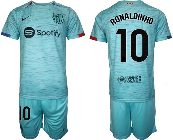 2023-24 Barcelona #10 Ronaldinho Green Away Soccer jersey