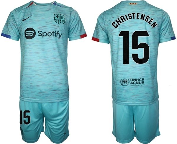 2023-24 Barcelona #15 Andreas Christensen Green Away Soccer jersey