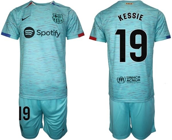 2023-24 Barcelona #19 Franck Kessie Green Away Soccer jersey