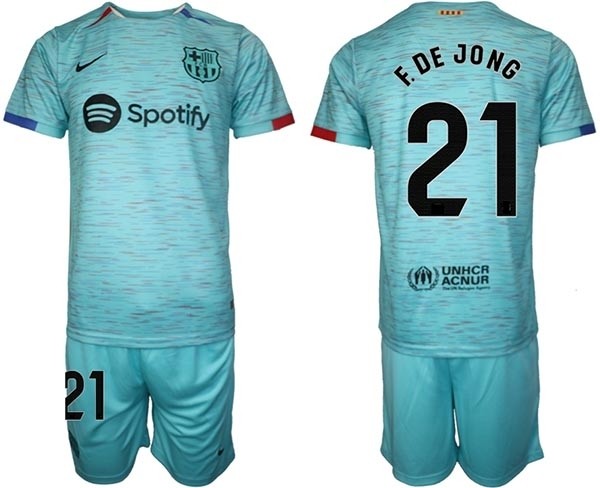 2023-24 Barcelona #21 F.DE JONG Green Away Soccer jersey