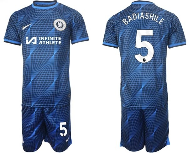 2023-24 Chelsea FC #5 Benoit Badiashile Kit Mixes Classic Colors Away Soccer Jersey