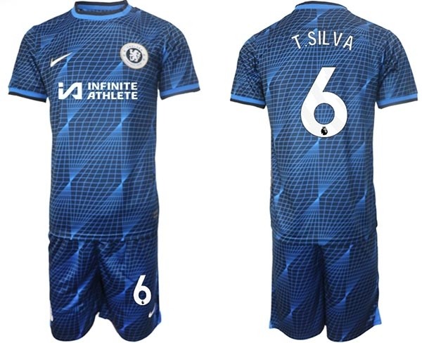 2023-24 Chelsea FC #6 T.Silva Kit Mixes Classic Colors Away Soccer Jersey