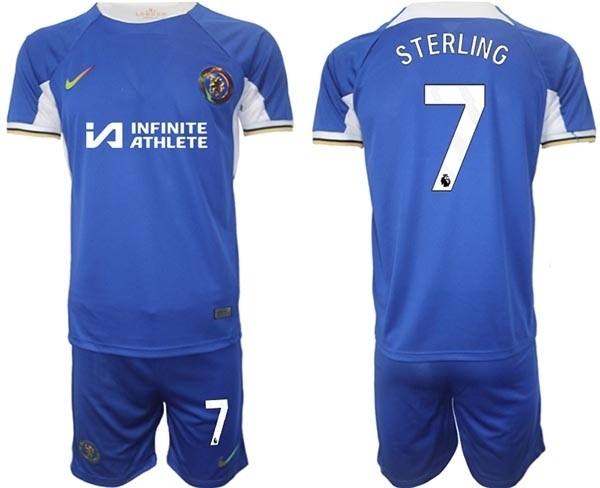 2023-24 Chelsea FC #7 Raheem Sterling Blue Home Soccer Jersey