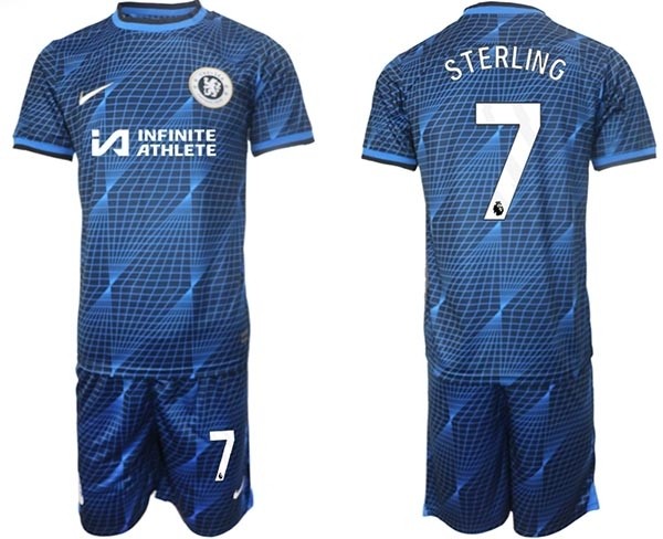 2023-24 Chelsea FC #7 Raheem Sterling Kit Mixes Classic Colors Away Soccer Jersey