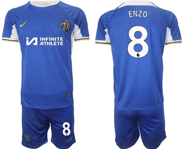 2023-24 Chelsea FC #8 Enzo Fernandez Blue Home Soccer Jersey