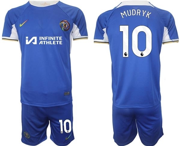 2023-24 Chelsea FC #10 Mykhaylo Mudryk Blue Home Soccer Jersey