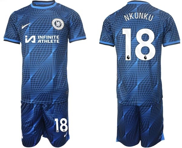 2023-24 Chelsea FC #18 Christopher Nkunku Kit Mixes Classic Colors Away Soccer Jersey