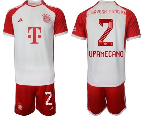 2023-24 FC Bayern Munchen #2 Dayot Upamecano White-Red Home Soccer Jersey