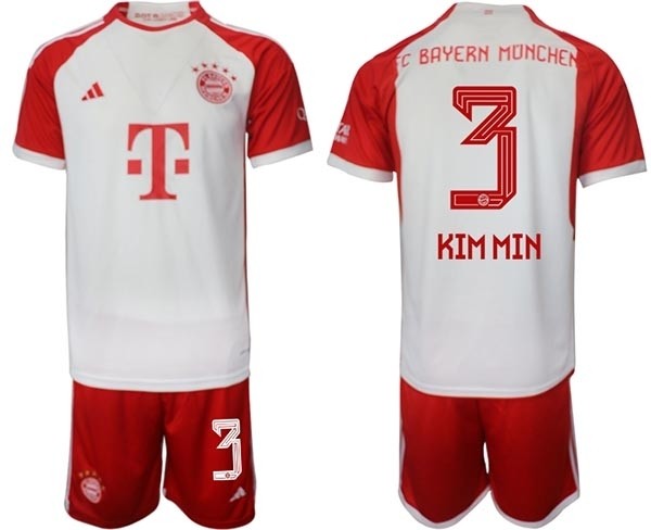 2023-24 FC Bayern Munchen #3 Kim Min White-Red Home Soccer Jersey