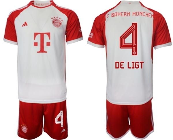 2023-24 FC Bayern Munchen #4 Matthijs de Ligt White-Red Home Soccer Jersey