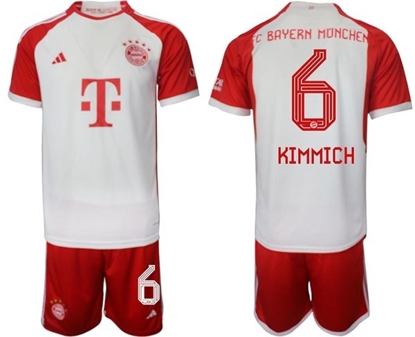 2023-24 FC Bayern Munchen #6 Joshua Kimmich White-Red Home Soccer Jersey