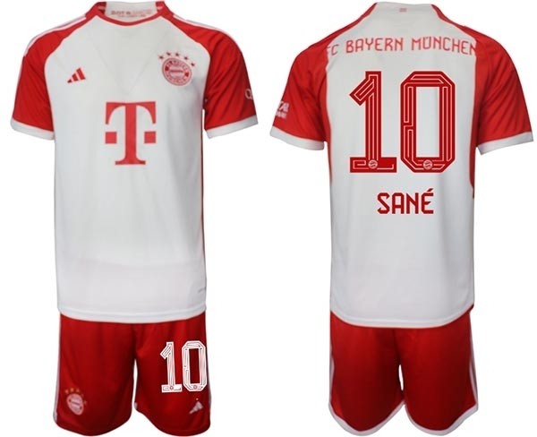 2023-24 FC Bayern Munchen #10 Leroy Sane White-Red Home Soccer Jersey