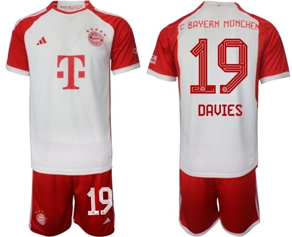 2023-24 FC Bayern Munchen #19 Alphonso Davies White-Red Home Soccer Jersey