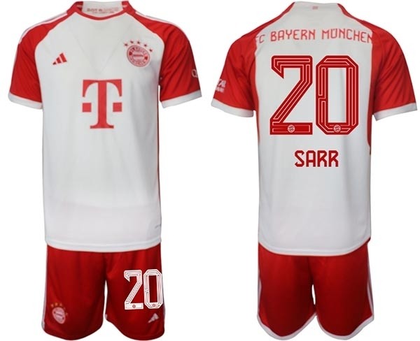 2023-24 FC Bayern Munchen #20 Bouna Sarr White-Red Home Soccer Jersey