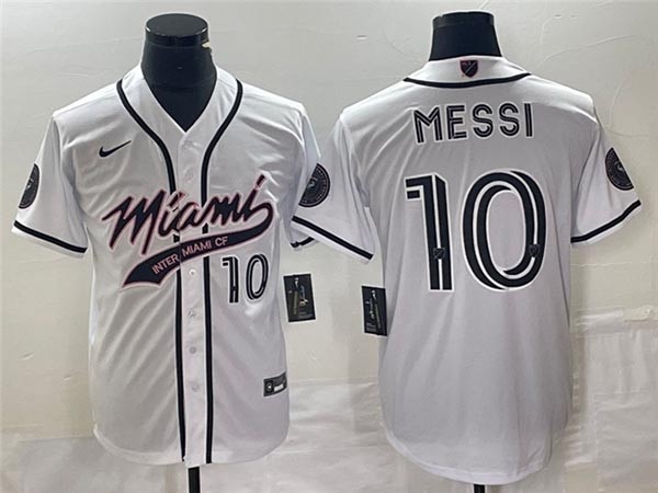 2023-24 Inter Miami CF #10 Lionel Messi White Baseball Jersey