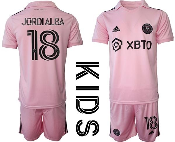 2023-24 Youth Inter Miami CF #18 Jordi Alba Pink Home jersey