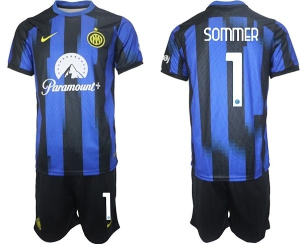 2023-24 Inter Milan #1 Yann Sommer Blue Home Soccer Jersey