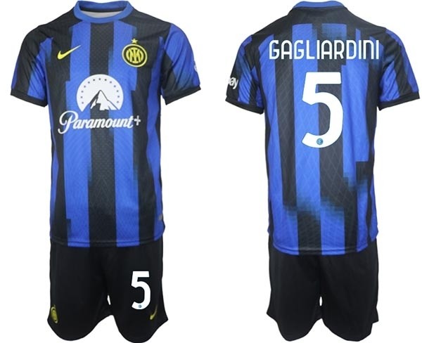 2023-24 Inter Milan #5 Roberto Gagliardini Blue Home Soccer Jersey