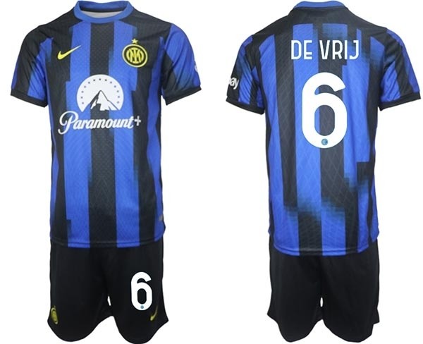 2023-24 Inter Milan #6 Stefan de Vrij Blue Home Soccer Jersey