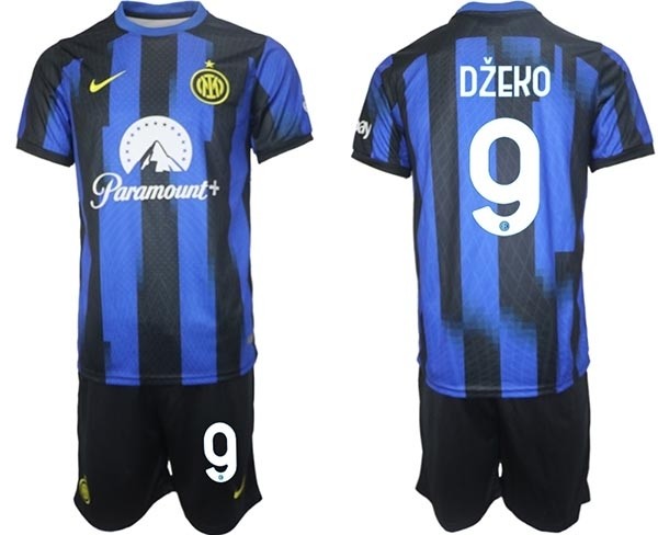 2023-24 Inter Milan #9 Edin Dzeko Blue Home Soccer Jersey