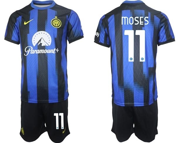 2023-24 Inter Milan #11 Victor Moses Blue Home Soccer Jersey