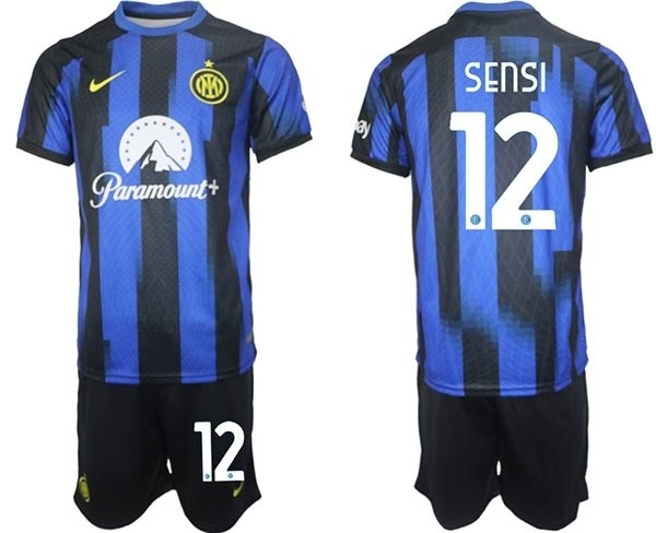 2023-24 Inter Milan #12 Stefano Sensi Blue Home Soccer Jersey