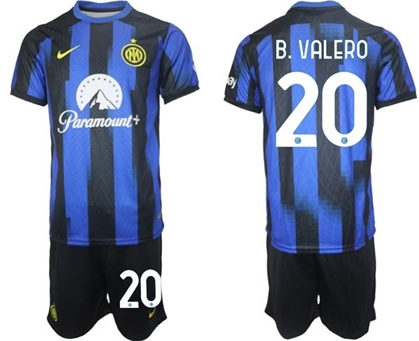 2023-24 Inter Milan #20 B. Valero Blue Home Soccer Jersey