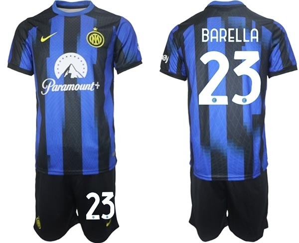 2023-24 Inter Milan #23 Nicolo Barella Blue Home Soccer Jersey