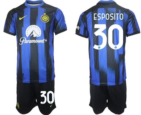 2023-24 Inter Milan #30 Sebastiano Esposito Blue Home Soccer Jersey