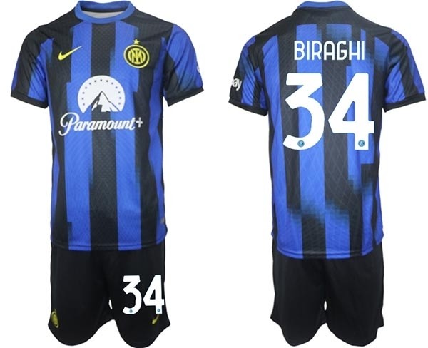 2023-24 Inter Milan #34 Cristiano Biraghi Blue Home Soccer Jersey