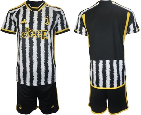 2023-24 Juventus FC Blank Black-White Home Soccer Jesery