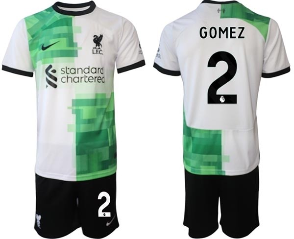 2023-24 Liverpool #2 Joe Gomez White-Green Away Soccer Jersey