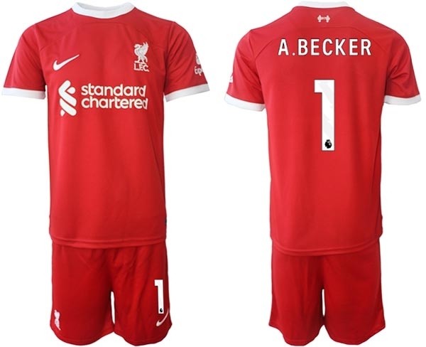 2023-24 Liverpool #1 A.Becker Red Home Soccer Jersey