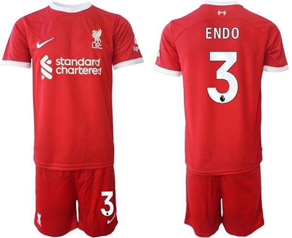 2023-24 Liverpool #3 Wataru Endo Red Home Soccer Jersey