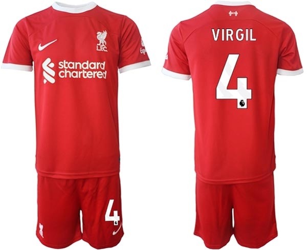 2023-24 Liverpool #4 Virgil van Dijk Red Home Soccer Jersey