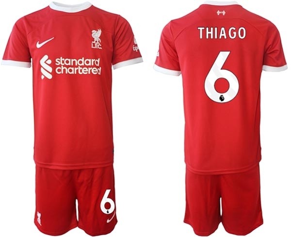 2023-24 Liverpool #6 Thiago Alcantara Red Home Soccer Jersey