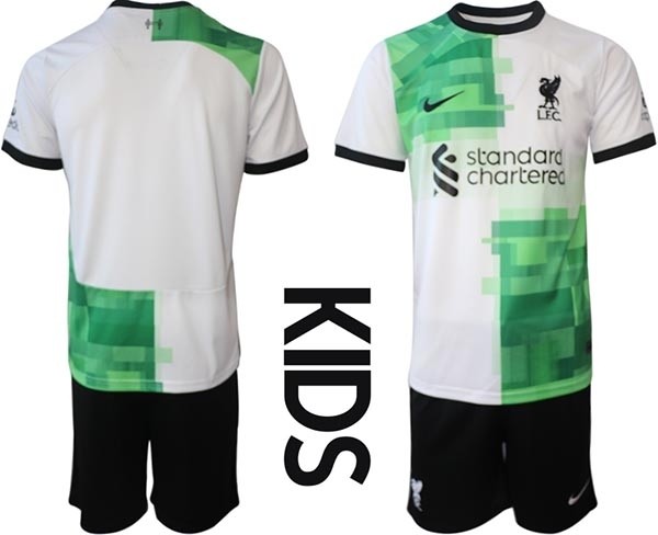 2023-24 Youth Liverpool Blank White Green Away Soccer Jersey