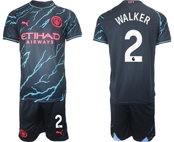 2023-24 Manchester City #2 Kyle Walker Black Away Soccer Jersey