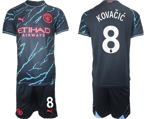 2023-24 Manchester City #8 Mateo Kovacic Black Away Soccer Jersey