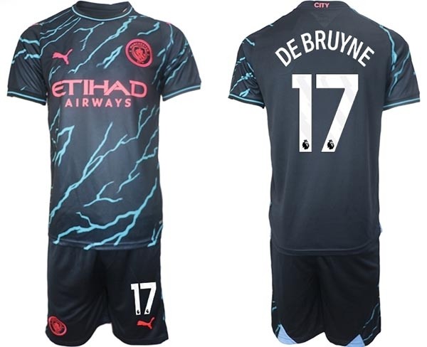 2023-24 Manchester City #17 Kevin de Bruyne Black Away Soccer Jersey