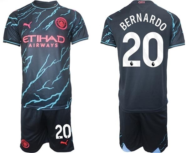 2023-24 Manchester City #20 Bernardo Silva Black Away Soccer Jersey