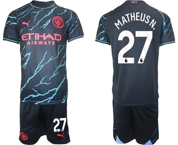 2023-24 Manchester City #27 Matheusn. Black Away Soccer Jersey